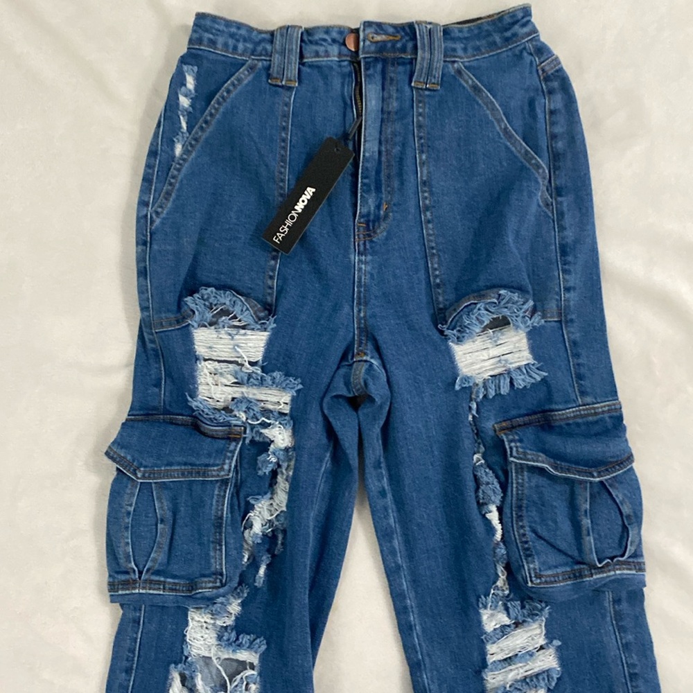 Fashion Nova can't be knocked down cargo boyfriend jeans